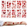 10 Sheets Halloween Wound Tattoos Temporary Scar Tattoo Stickers,Realistic Bloody Fake Scars,Waterproof Halloween Makeup for Adults and Kids, Zombie Face Tattoo Decorations for Cosplay Costume Party