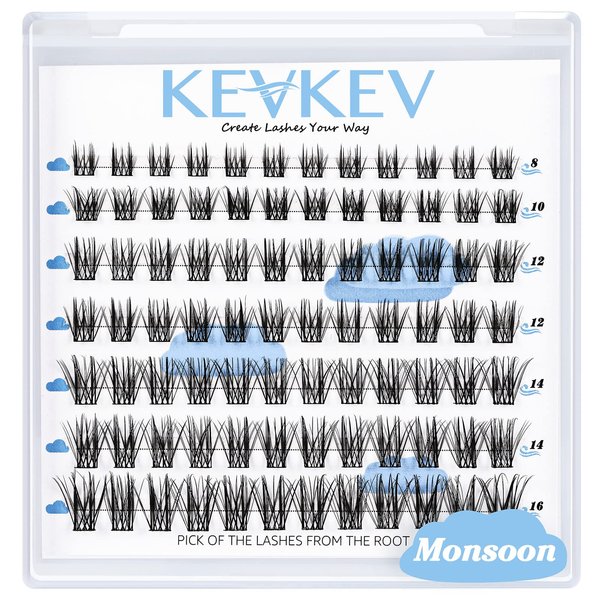 Lash Clusters 84 Pcs Cluster Lashes Eyelash Clusters DIY Cluster Eyelash Extensions Individual Lashes Thin Band & Soft(Monsoon,D-8-16mix)