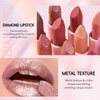HOSAILY Metallic Brown Lipstick Long Lasting, High Shine Glitter Diamond Creamy Lipstick Transfer Proof, Shimmer High Impact Lip Color Full Coverage Non Stick Cup Lightweight Lip Makeup for Women#9