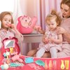 LILYBUDS Pretend Play Toys for Kids, Girls Vanity Set with Mirror, Pretend Play Toy Makeup Set with Bag, Beauty Salon Play Set with Accessories, Birthday for Girls Kids Toddlers