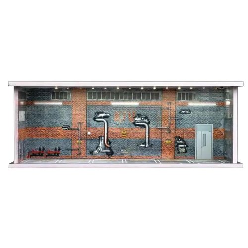 1/64 Model Car Display Case Diecast Diorama Garage，Simulated Parking Lot Model Miniature Scene Parking Lot PVC Assembly with Light Parking Space Model Display Frame Toy Display Box (Grey)