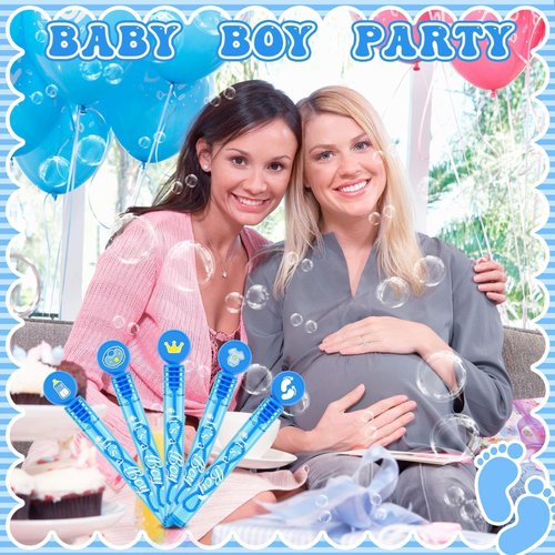 Boy Baby Shower Bubble Wands - 50 Pcs Mini Bubble Wand Bulk with DIY Stickers It's A Boy Party Supplies Blue Bubbles Party Favors Decorations for Kids Birthday Class Prizes Xmas Goodie Bags Stuffers