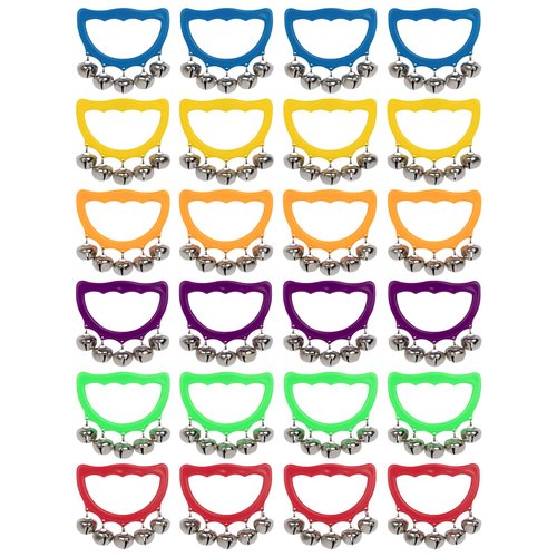 MUSCELL Jingle Bells, 24 Pcs Christmas Hand Bells Jingle Bells, Brightly Colored Musical Instruments Jingle Bells Gift for Children Party, Classroom and Show, for 3+Years Old