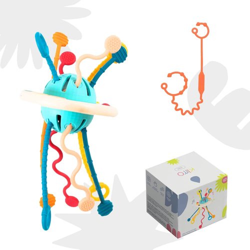 Kirro Funny Puller Montessori Pull String Toy – Food Grade Silicone Pull String Toy for Babies 18+ Months –Toddler Busy Toy for Car, Airplane, Home – Fun and Educational Sensory Toys for Toddlers 1-3