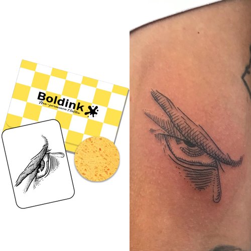 Boldink Semi-permanent tattoos, realistic fake tattoos, last 7-15 days, waterproof non-reflective temporary tattoo stickers, cruelty-free, uniquely designed exquisite packaging（Eye 2）