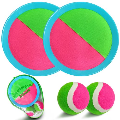 Jalunth Ball Catch Set Game Toss Paddle - Beach Toys Back Yard Outdoor Games Pool Backyard Target Throw Catch Sticky Set Age 3 4 5 6 7 8 9 10 11 12 Years Old Boys Girls Kids Easter Gifts Blue