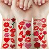 Valentines Day Temporary Tattoo Adult Kids, Red Heart Lip Fake Tattoos, Rose Angel Arrow Line Hearts Tattoo Stickers, Semi Permanent Tattoo for Women Valentines Decoration 10 Sheets