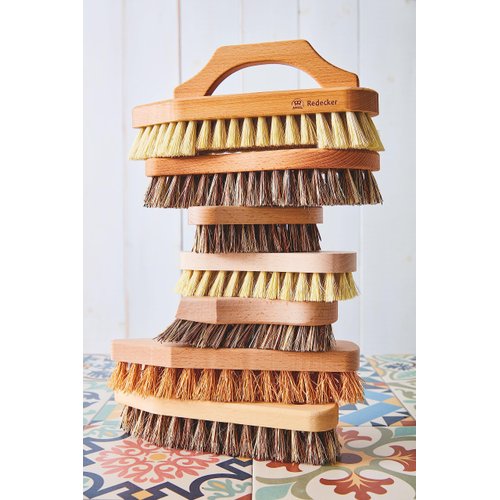 Redecker Pointed/Rounded Union Fiber Scrub Brush with Oiled Beechwood Handle, 8-1/4-Inches