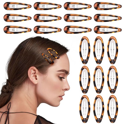 CustomyLife 28pcs 2inch Oval Snap Hair Clips Vintage Tortoise Hair Barrettes Metal Epoxy Wedding Prom Accessories for Women