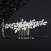 Teyglen Pearl Bride Wedding Hair Comb Silver Leaf Headpiece Bridal Crystal Rhinestone Hair Comb Hair Piece Elegant Hair Accessories for Women Bride Girls