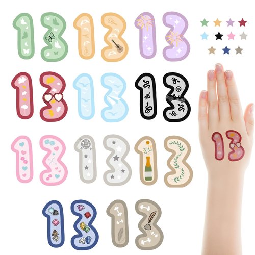 33Pcs 13 Temporary Tattoo, Concert Merch, 13 Tattoo, Hand Tattoo,13 Tattoo Stickers Party Favor Party Accessories, Concert Accessories for Singer Gifts