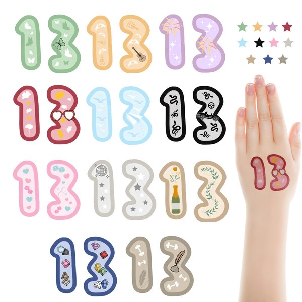 33Pcs 13 Temporary Tattoo, Concert Merch, 13 Tattoo, Hand Tattoo,13 Tattoo Stickers Party Favor Party Accessories, Concert Accessories for Singer Gifts