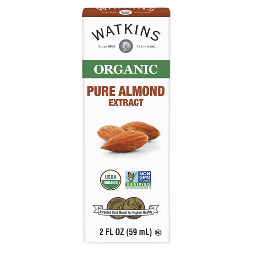 Watkins Organic Almond Extract, No Artificial Colors or Flavors, Kosher, USDA Certified Organic, Gluten Free & Non-GMO, 2 Fluid Ounce (Pack of 12)