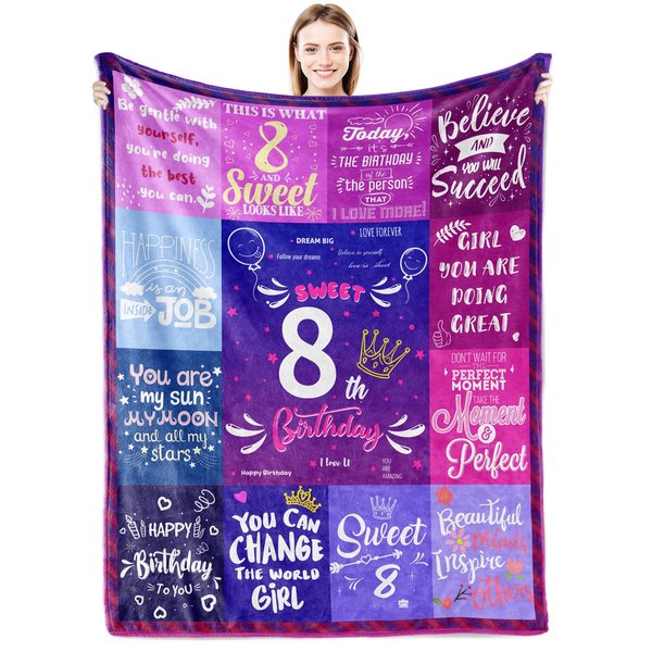 AISDE 8 Year Old Girl Gifts Blanket, Gifts for 8 Year Old Girls, Birthday Gifts for 8 Year Old Girls, 8 Year Old Girl Birthday Gifts, 8 Year Old Gifts Ideas Throw Blanket 60"X50"