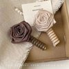 2 Pcs Braided Telephone Wire Hair Bands Dried Rose Flower Phone Cord Elastic Coils No Crease Elastic Coils Ponytail Braids Fixed Hair Rope Spiral Hair Ties(Beige, Coffee)