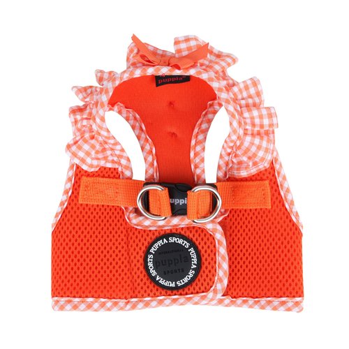 Puppia Vivien Vest Dog Harness Step-in All Season Mesh Cute No Pull No Choke Walking Training for Small Dog, Orange, Medium