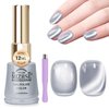 MIZHSE Cat Eye Gel Nail Polish, 12mL Silver Cateye Gel Polish Glitter Mooncat Cat Eye Effect Soak Off U V LED Gel Polish for Nail Art Manicure Salon Home DIY