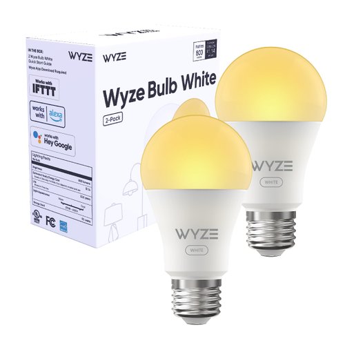 Wyze Bulb White, 800 Lumen, 90+CRI WiFi Tunable-White A19 Smart Light Bulb, Compatible with Alexa...