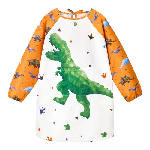 Art Smocks for Kids - Dinosaur Toddler Smock for Painting Boys Art Smock Kids Artist Apron Smock Waterproof for Kids Painting Apron with Long Sleeve Pocket Toddler Green Craft Art Apron Age 8-12
