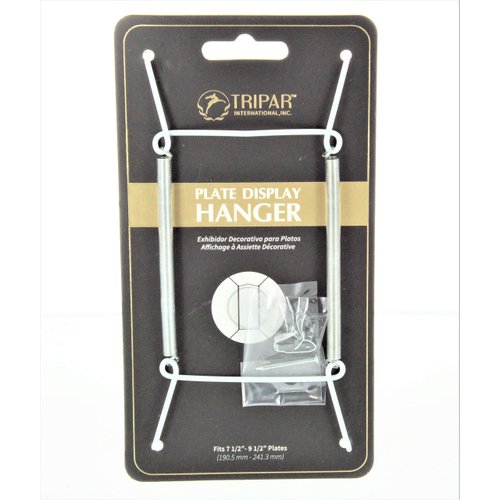 Tripar Wall Plate Hanger, White Wire (7.5-9.5 Inch) - Durable, Flexible Coils Conform to Most Plates - Holds Up to 2lbs on Wall - Features Clear Coated Vinyl Tips and Sleeves to Prevent Scratches.