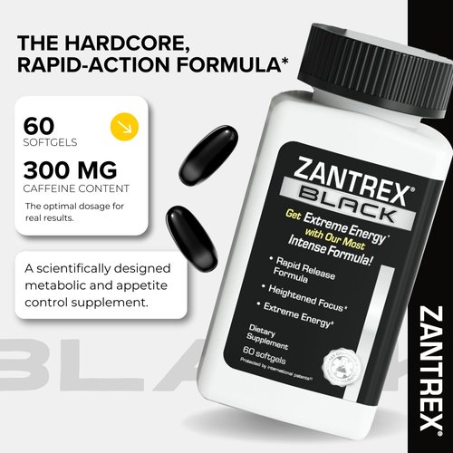 Zantrex Black – Naturally Boost GLP-1 & Metabolism Support | Thermogenic Energy, Weight Management Formula | 60 Pills