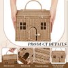 Wettarn Handmade Rattan Doll House Rattan House Shape Shoulder Bag Wicker Basket with Lid for Doll Toys Rattan Storage Basket Small Dollhouses Cute Woven Handcrafted Artwork Gift (Khaki)