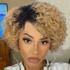 Quantum Love Human Hair Wigs for Black Women Short Curly Human Hair Side Part Wig Pixie Cut Brazilian Remy Human Hair Deep Curly None Lace Front Ombre Blonde Wigs