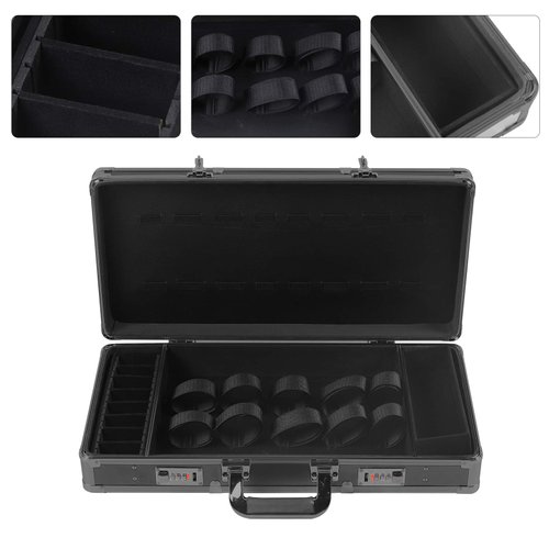 LEYSRIS Professional Barber Hard Carrying Case, 22" L x 11" W Stylist Password Lock Storage Box Organizer Display Box with Handle, Black Hair Stylist Tool Box for Shears Clippers Trimmers