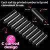 Extra Long Clear Nail Tips, HNYYZL 240Pcs XXL Square Straight Nails Half Fake Nail Tips Kit C Curve Nail Tips Half Cover for Acrylic Nail Tips, with Nail Glue and Nail File, for Nail Salon Home DIY