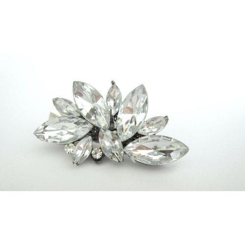 Generic Small blue or clear rhinestone flower alligator hair clip for fine thin hair (Primary color: Blue)