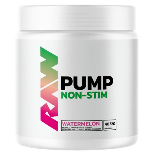 RAW Pump Stim Free Pre Workout | Non-Stimulant Pre Workout Supplement Powder Nitric Oxide Booster | Pre Workout Supplements Drink for During Workout | (40 Servings) (Watermelon)