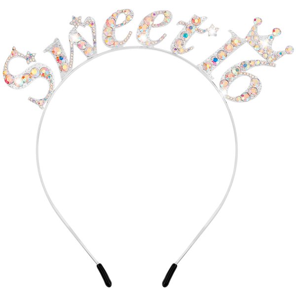 Chanaco Sweet 16 Birthday Headband Birthday Crown 16th Birthday Tiara Rhinestone Birthday Girl Headband Princess Crown for Girls Hair Accessories Happy Birthday Party Decorations