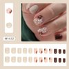 CEWEWP Fall Press on Nails Extra Short Square Fake Nails Autumn Flowers Designs False Nails Glossy Glue on Nails Brown Acrylic Nails Full Cover Small Stick on Nails for Women Nail Art Manicure 24 Pcs