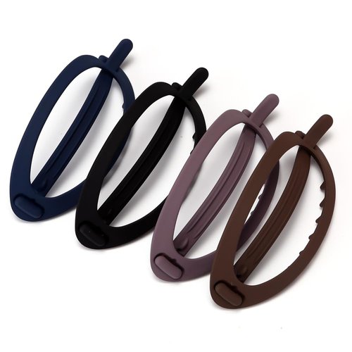 LONEEDY 4 Pcs Plastic Hair Clips,Matte No Metal Hair Claw Clips Hair Barrettes for Women and Girls Non-slip Tortoise Clip(Black + brown + blue + purple)