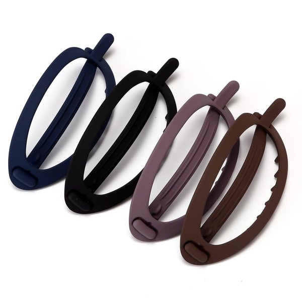 LONEEDY 4 Pcs Plastic Hair Clips,Matte No Metal Hair Claw Clips Hair Barrettes for Women and Girls Non-slip Tortoise Clip(Black + brown + blue + purple)