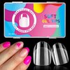 LuckForever 300pc Oval Gel x Nail Tips Short Fake Nails Clear Press On Nail Short Oval Gel x Tip XS Soft Gel Nail Tips Full Cover Gel x False Fingernails for Acrylic Nail Extension Press Nail Making
