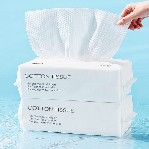 Cotton Facial Dry Wipes 100 Count, Deeply Cleansing Disposable Face Towel Cotton Tissue, Multi-Purpose for Skin Care, Facial Tissue for Cleansing, Skincare and Makeup Remover