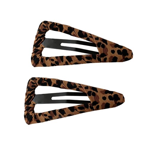 2 Pcs Brown Cheetah Hair Clip Cut Out Geometric Bangs Clips Side Clips Suitable for Women and Girls to Wear in Any Occasion(SJ)