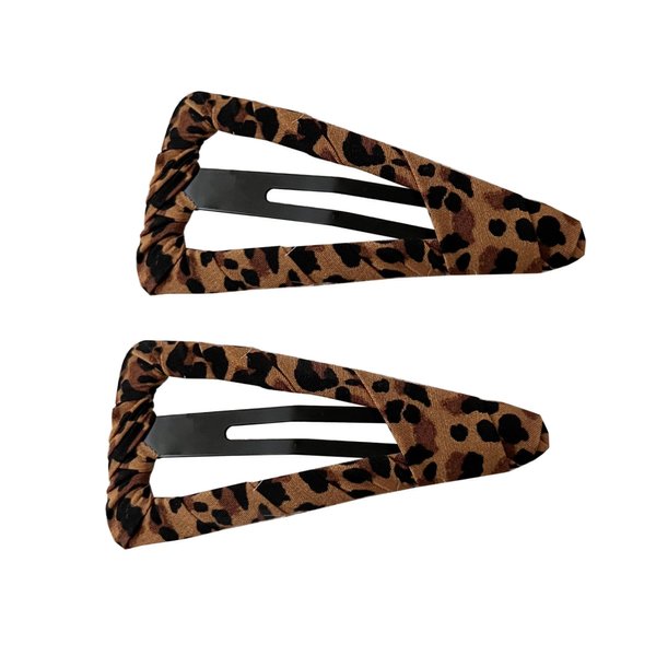 2 Pcs Brown Cheetah Hair Clip Cut Out Geometric Bangs Clips Side Clips Suitable for Women and Girls to Wear in Any Occasion(SJ)