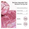 Bevimee Cat Eye Gel Nail Polish Rainbow Color Glitter Holographic Gel Polish Pink Reflective Shimmer Iridescent Sparkly Nail Gel Polish Galaxy Magnetic UV Gel for Nail Art at Home 12ML