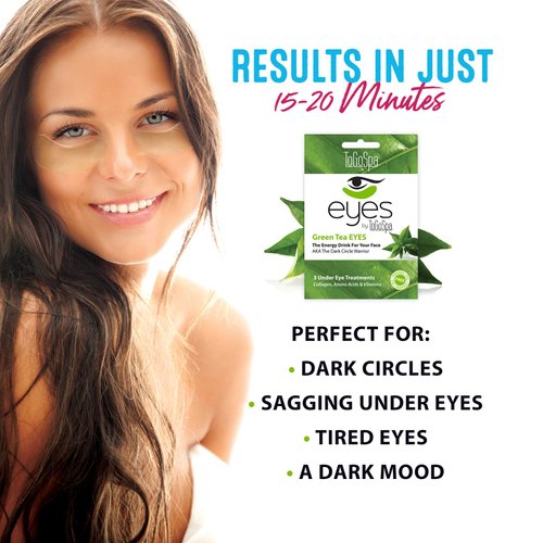 ToGoSpa Green Tea EYES, Dark Circle Warrior | Premium Clean Anti-Aging Gel Pads with Collagen, Hyaluronic Acid, Aloe Vera, Vitamins C & E, Taurine, and Green Tea Extract - 3 Pack