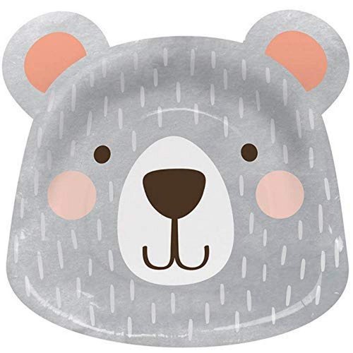 Creative Converting Party Supplies, Bear Party Shaped Paper Plates, Plate Dinner, Multicolor, 0.5X8.5X8.2in, 8Ct
