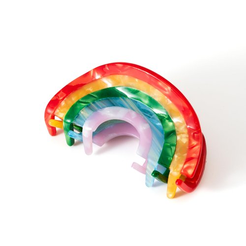 Rainbow Hair Claw Clip for Women Cute Acrylic Acetate Non Slip 90's Strong Hold Jaw Barrettes for Thin Thick Curly Hair Rainbow Pride Parade Accessory
