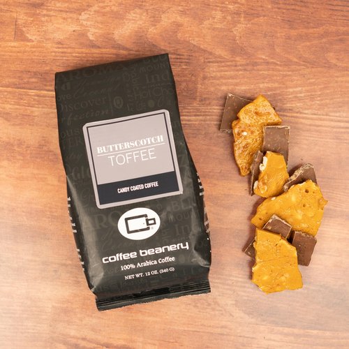 Butterscotch Toffee by Coffee Beanery | 12oz Flavored Whole Bean Coffee Medium Roast Coffee | 100% Specialty Arabica Coffee Whole Bean | Gourmet Coffee Whole Beans