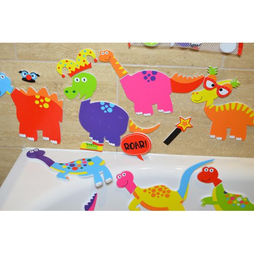 BUDDY & BARNEY Weird & Wonderful Dinosaurs Bath Stickers, Dinosaur Foam Stickers Bath Toy for Children 3+, Pack of 33 Reusable Dino Stickers, Bathtub, Tub, Shower, Boys, Girls, Kids