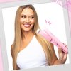 FoxyBae Flat Iron Hair Straightener - 1" Sleek & Slay Ceramic Flat Iron Hair Straightener - Dual Voltage Portable 2 in 1 Hair Curler & Straightener for Frizz Free, Shinier & Smoother Hair [Party-Pink]