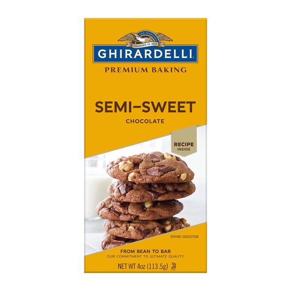 GHIRARDELLI Premium Semi-Sweet Chocolate Baking Bar, 4 oz Bar (12 bars)