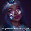 Go Ho Neon White Body Paint Washable(2.37oz,70ml),under UV Blacklight Neon Face Paint,Water Based Neon Fluorescent White Face Paint for Adults Children SFX Cosplay Costumes Festivals Halloween Makeup