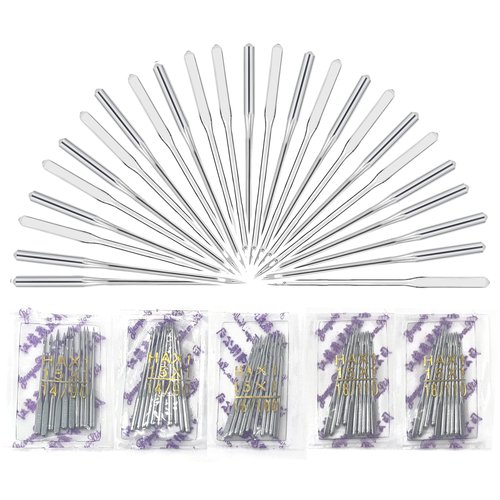 Performore 50 Pack of Sewing Machine Needles, 5 Assorted Sizes (HA 65/9, 75/11, 90/14, 100/16, 110/18) 10pcs of Each, Universal Regular Point Needles, Perfect for Embroidery, Cloth Repair, DIY