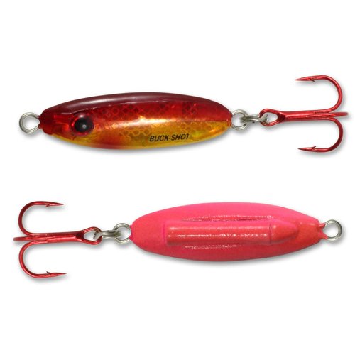 Northland Tackle Fishing Tackle Buck-Shot Ice Fishing Rattle Spoon, Super-Glo Goldfish, 1/16 Oz, 1/Cd